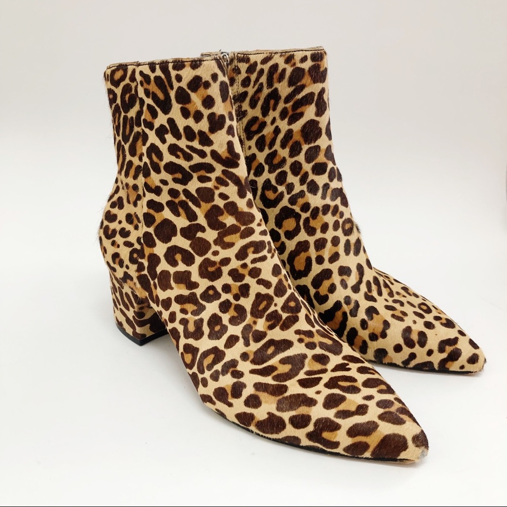 Dolce Vita Leopard Print Calfskin Ankle Bootie Zip